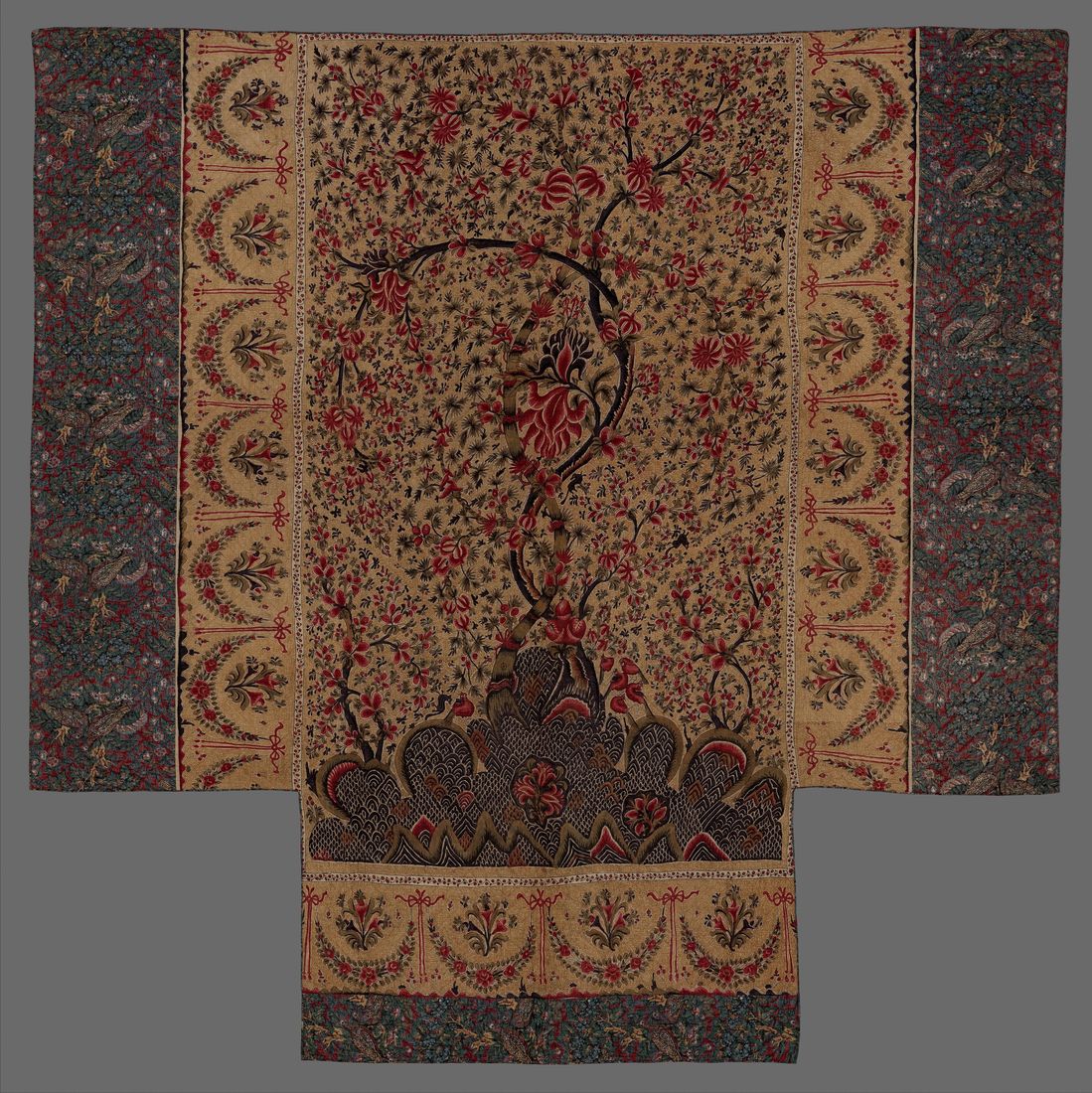 A painted and dyed cotton palampore with a flowering Tree of Life